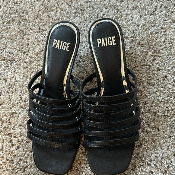 PAIGE Mari Black Leather Slide Sandal, Size 7M, New in Box, NWT - Picture 4 of 8